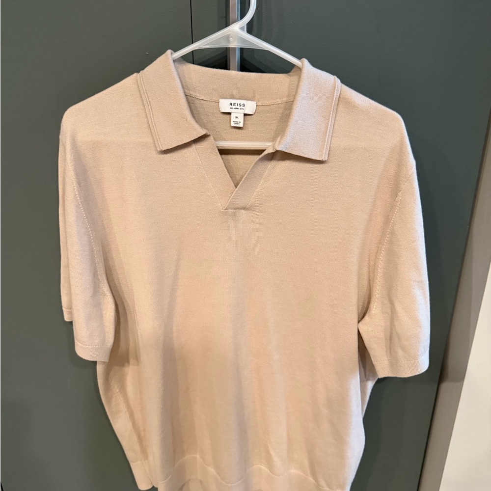Reiss Light Beige Wool Polo